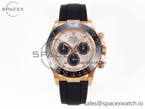 Rolex Daytona 116515 Clean 1:1 Best Edition Silver Dial RG Markers on Oysterflex Strap SA4130 V2