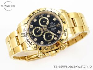 Rolex Daytona 116508 KING 1:1 Best Edition Black/YG Diamonds Dial on YG Bracelet SA4130 - Image 6