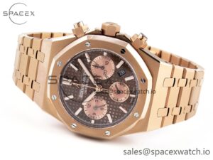 Audermars Piguet Royal Oak Chrono 26331 RG IPF 1:1 Best Edition Brown/RG Dial on RG Bracelet A7750 - Image 5