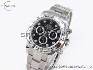 Rolex Daytona 116509 SS OMF Best Edition Black Diamonds Dial on SS Bracelet A7750 (Slim Movement) - Image 4