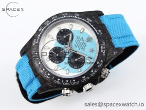Rolex Daytona DIW Carbon Case and Bezel DIWF Edition White/Blue Dial on Blue Nylon Strap A7750 - Image 6