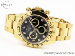 Rolex Daytona 116508 KING 1:1 Best Edition Black/YG Diamonds Dial on YG Bracelet SA4130 - Image 5