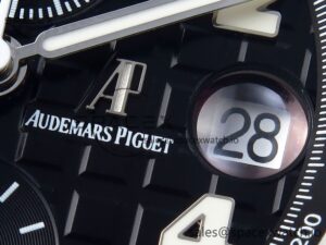Audermars Piguet Royal Oak Offshore 42mm SS APF 1:1 Best Edition Black Dial White Markers on Black Leather Strap A7750 - Image 10