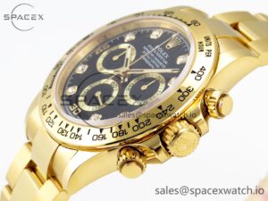 Rolex Daytona 116508 KING 1:1 Best Edition Black/YG Diamonds Dial on YG Bracelet SA4130 - Image 7