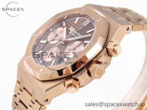 Audermars Piguet Royal Oak Chrono 26331 RG IPF 1:1 Best Edition Brown/RG Dial on RG Bracelet A7750 - Image 7