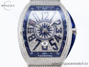 Franck Muller Vanguard SS Blue Full Diamonds ABF Best Edition Diamonds Blue Dial on Diamonds Bracelet A2824 - Image 2