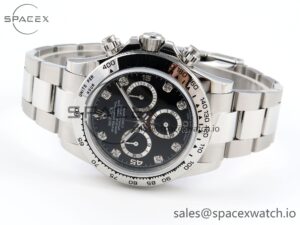 Rolex Daytona 116509 SS OMF Best Edition Black Diamonds Dial on SS Bracelet A7750 (Slim Movement) - Image 5