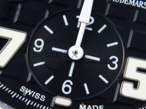 Audermars Piguet Royal Oak Offshore 42mm SS APF 1:1 Best Edition Black Dial White Markers on Black Leather Strap A7750 - Image 11