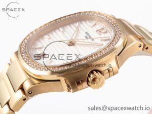 Patek Philippe NAUTILUS 7118 LADIES RG PPF 1:1 BEST EDITION WHITE DIAL DIAMONDS BEZEL ON RG BRACELET 324CS - Image 7