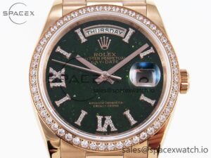 Rolex DayDate 36mm RG/RG Pres Dia Green Dial RAF A2834 - Image 2