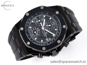 Audermars Piguet Royal Oak Offshore 42mm Black Ceramic APF 1:1 Best Edition Black Textured Dial on Black Rubber Strap A4404 - Image 6