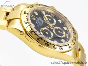 Rolex Daytona 116508 KING 1:1 Best Edition Black/YG Diamonds Dial on YG Bracelet SA4130 - Image 8