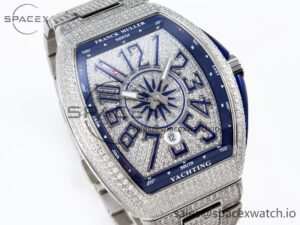 Franck Muller Vanguard SS Blue Full Diamonds ABF Best Edition Diamonds Blue Dial on Diamonds Bracelet A2824 - Image 3