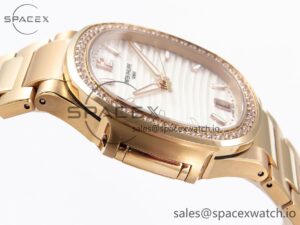 Patek Philippe NAUTILUS 7118 LADIES RG PPF 1:1 BEST EDITION WHITE DIAL DIAMONDS BEZEL ON RG BRACELET 324CS - Image 8
