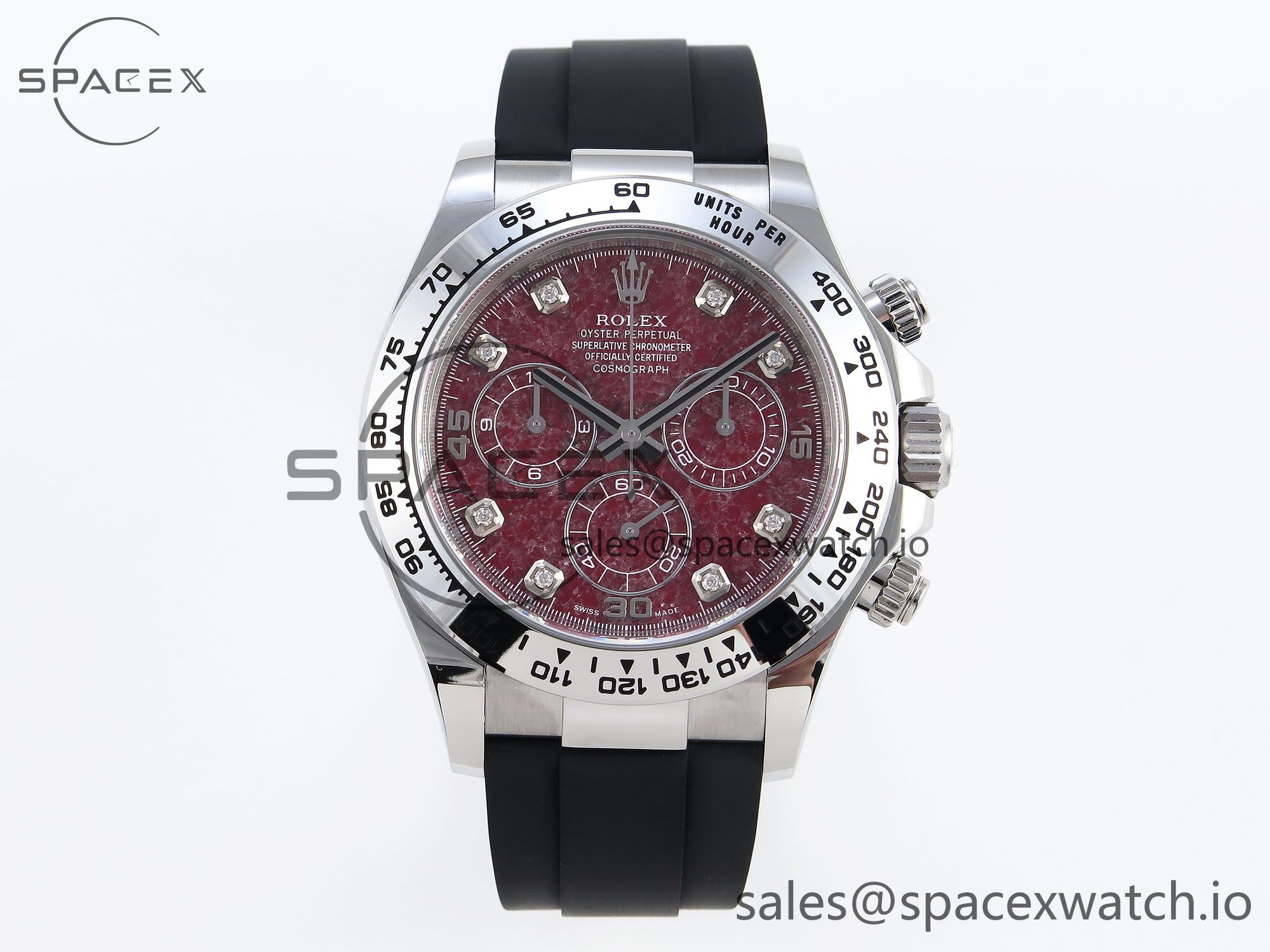 IMG_0068 Rolex Daytona 116509 Clean 1:1 Best Edition 904L SS Case Garnet Dial on Oysterflex Rubber Strap A4130 - Image 1