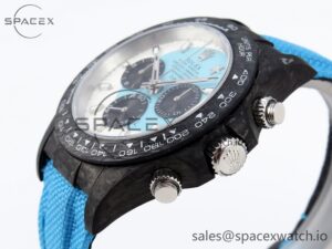 Rolex Daytona DIW Carbon Case and Bezel DIWF Edition White/Blue Dial on Blue Nylon Strap A7750 - Image 7