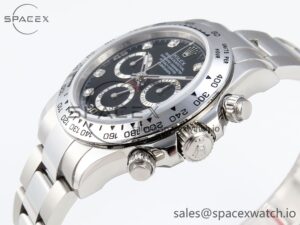 Rolex Daytona 116509 SS OMF Best Edition Black Diamonds Dial on SS Bracelet A7750 (Slim Movement) - Image 8