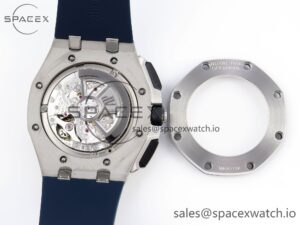 Audermars Piguet Royal Oak Offshore 44mm SS Bezel APF 1:1 Best Edition Blue/Silver Dial on Blue Rubber Strap A4401 - Image 18