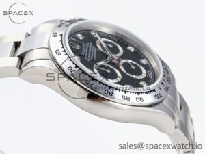Rolex Daytona 116509 SS OMF Best Edition Black Diamonds Dial on SS Bracelet A7750 (Slim Movement) - Image 7