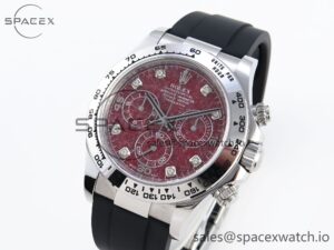 Rolex Daytona 116509 Clean 1:1 Best Edition 904L SS Case Garnet Dial on Oysterflex Rubber Strap A4130 - Image 4