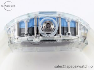 Richard Mille RM035 Transparent RMF Best Edition Skeleton Blue Dial on Translucent Rubber Strap Clone RMUL2 - Image 13
