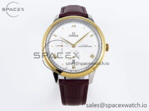 Omega De Ville Power Reserve YG MKF 1:1 Best Edition White Dial on Brown Leather Strap A8810