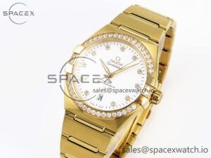 Omega Constellation 39mm YG Diamonds Bezel ASWF 1:1 Best Edition White Diamonds Dial on YG Bracelet A8801 - Image 3