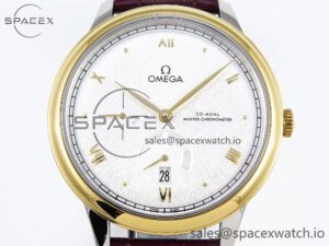 Omega De Ville Power Reserve YG MKF 1:1 Best Edition White Dial on Brown Leather Strap A8810 - Image 2
