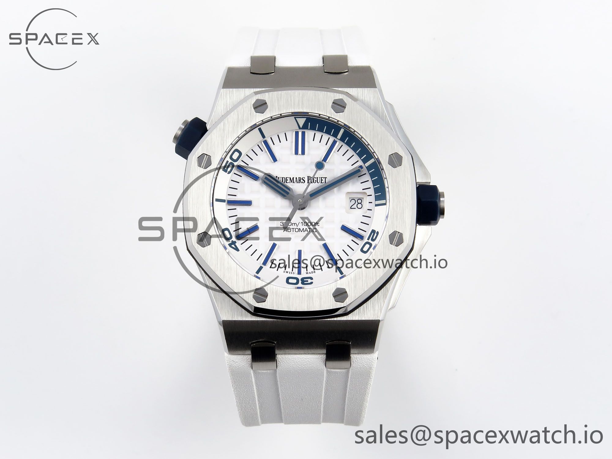 IMG_0072 Audermars Piguet Royal Oak Offshore Diver 15710 IPF 1:1 Best Edition White Dial on White Rubber Strap SA3120 Super Clone - Image 1