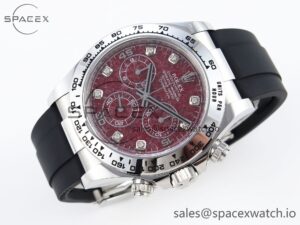 Rolex Daytona 116509 Clean 1:1 Best Edition 904L SS Case Garnet Dial on Oysterflex Rubber Strap A4130 - Image 6