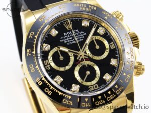 Rolex Daytona 116518 APSF 1:1 Best Edition Black Diamonds Dial on Oysterflex Rubber Strap SH4130 - Image 3