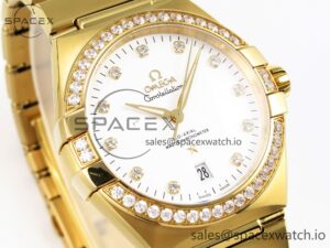 Omega Constellation 39mm YG Diamonds Bezel ASWF 1:1 Best Edition White Diamonds Dial on YG Bracelet A8801 - Image 4
