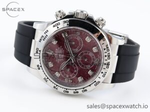 Rolex Daytona 116509 Clean 1:1 Best Edition 904L SS Case Garnet Dial on Oysterflex Rubber Strap A4130 - Image 5