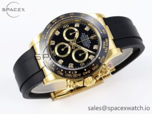 Rolex Daytona 116518 APSF 1:1 Best Edition Black Diamonds Dial on Oysterflex Rubber Strap SH4130 - Image 6