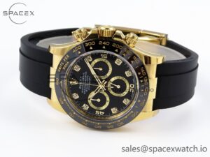 Rolex Daytona 116518 APSF 1:1 Best Edition Black Diamonds Dial on Oysterflex Rubber Strap SH4130 - Image 5