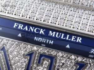 Franck Muller Vanguard SS Blue Full Diamonds ABF Best Edition Diamonds Blue Dial on Diamonds Bracelet A2824 - Image 9