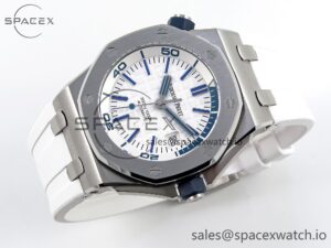 Audermars Piguet Royal Oak Offshore Diver 15710 IPF 1:1 Best Edition White Dial on White Rubber Strap SA3120 Super Clone - Image 6