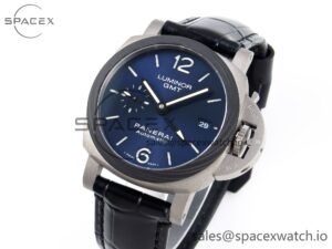Panerai PAM1279 X LUMINOR GMT 42MM TITANIUM VSF 1:1 BEST EDITION BLUE DIAL ON BLACK LEATHER STRAP P.9011 SUPER CLONE - Image 4