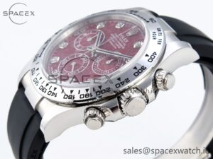 Rolex Daytona 116509 Clean 1:1 Best Edition 904L SS Case Garnet Dial on Oysterflex Rubber Strap A4130 - Image 7