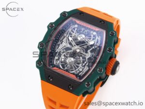 Richard Mille RM21-02 Tourbillon NTPT RMF Best Edition Skeleton Dial on Orange Rubber Strap - Image 3