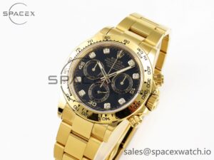 Rolex Daytona 116508 KING 1:1 Best Edition Black Diamonds Dial on YG Bracelet SA4130 - Image 4