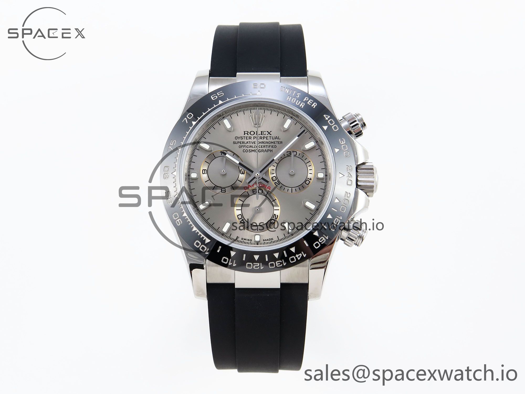IMG_0076 Rolex Daytona 116519 SS OMF Best Edition Gray Dial on Oysterflex Strap A7750 (Slim Movement) - Image 1