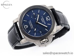 Panerai PAM1279 X LUMINOR GMT 42MM TITANIUM VSF 1:1 BEST EDITION BLUE DIAL ON BLACK LEATHER STRAP P.9011 SUPER CLONE - Image 6