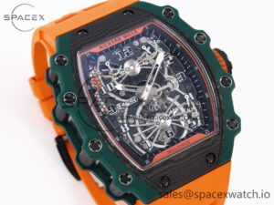 Richard Mille RM21-02 Tourbillon NTPT RMF Best Edition Skeleton Dial on Orange Rubber Strap - Image 4