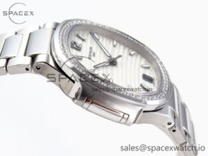 PATEK PHILIPPE NAUTILUS 7118 LADIES SS PPF 1:1 BEST EDITION WHITE DIAL DIAMONDS BEZEL ON SS BRACELET 324CS - Image 8