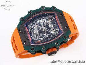 Richard Mille RM21-02 Tourbillon NTPT RMF Best Edition Skeleton Dial on Orange Rubber Strap - Image 5