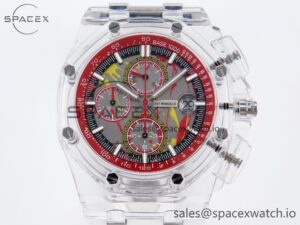 Audermars Piguet Royal Oak Offshore 44mm Transparent APF Best Edition Red Dial on White Rubber Strap A3126 - Image 2