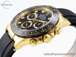 Rolex Daytona 116518 APSF 1:1 Best Edition Black Diamonds Dial on Oysterflex Rubber Strap SH4130 - Image 7