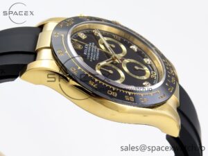 Rolex Daytona 116518 APSF 1:1 Best Edition Black Diamonds Dial on Oysterflex Rubber Strap SH4130 - Image 8