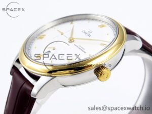 Omega De Ville Power Reserve YG MKF 1:1 Best Edition White Dial on Brown Leather Strap A8810 - Image 7